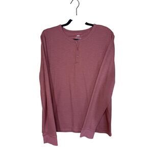 H&M Men’s Long Sleeve Henley Shirt Red Size M Casual Soft Knit EUC